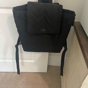 Kate Spade New York Ellie Large Flap Quilted Backpack Black Nylon